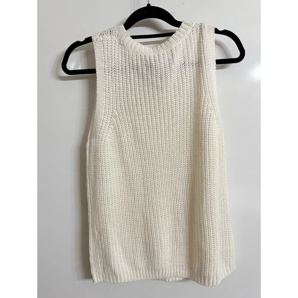 Loft cream white‎ knitted sweater vest SIZE Large Petite NWT